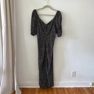 Nordstrom Open Edit Black and White Speckled Ruched Dress